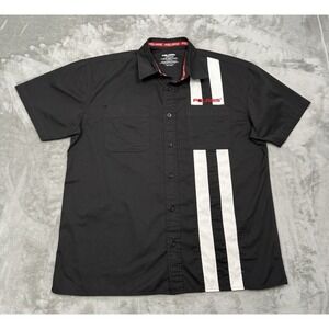 Polaris Slingshot Pit Crew Shirt Mens Medium Striped Racing Mechanic Button Work